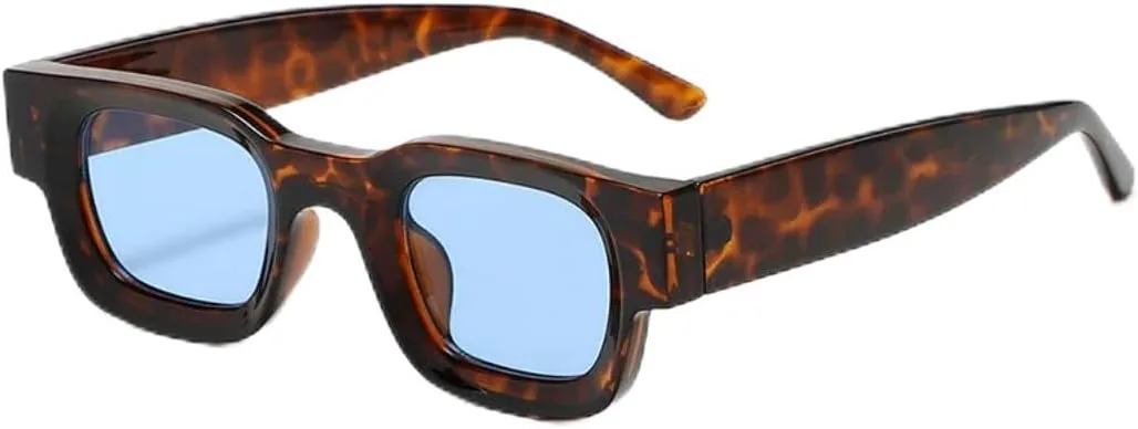 

Популярные солнцезащитные очки в стиле ретро с металлическими шарнирами, маленькие, прямоугольные, с защитой от УФ-излучения UV400 UATXTAU, Leopard Blue