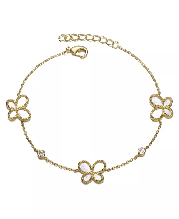 

Изящный браслет-бабочка из перламутра с покрытием из 14-каратного золота Genevive, gold