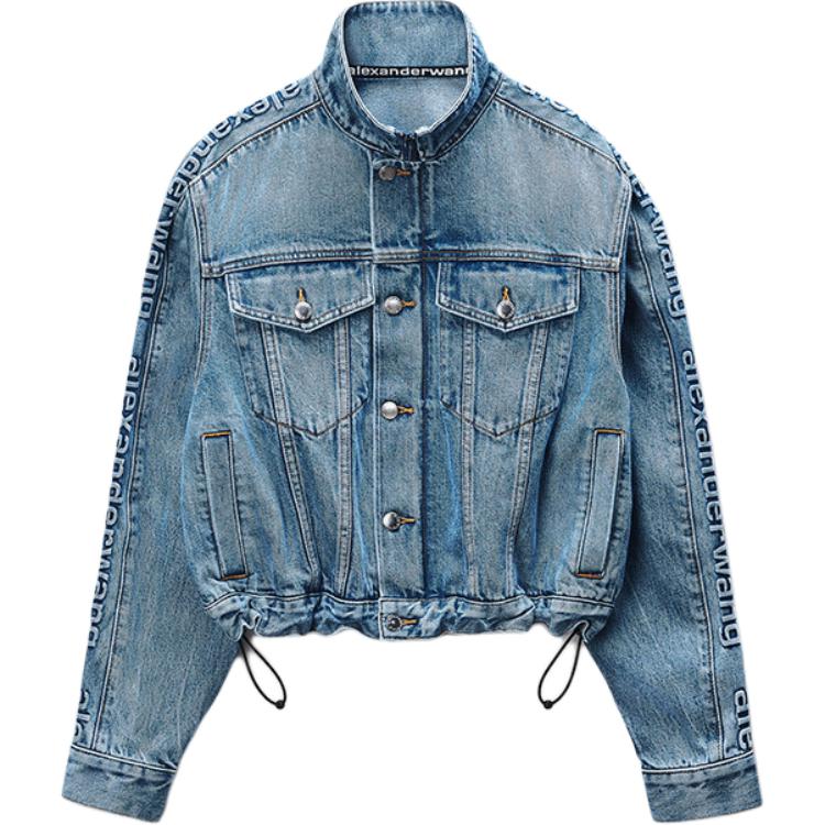 

Джинсовая куртка с тисненым логотипом Alexander Wang, светло-синий