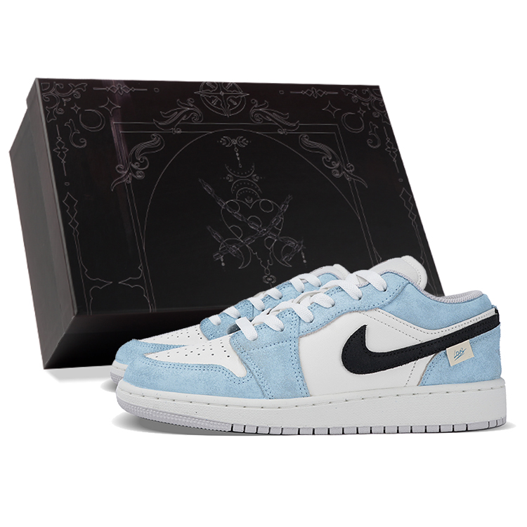 

Jordan Детские баскетбольные кроссовки Air 1 Low Top, синие, белые, для подростков