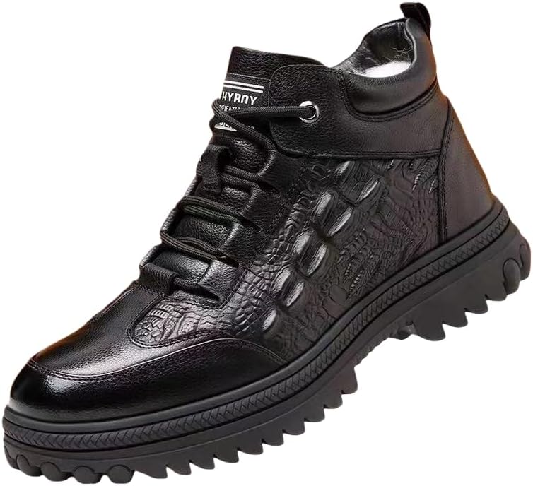 

Мужские корейские утепленные зимние ботинки HoaloX - с плотной хлопковой подкладкой для холодной погоды и стильной повседневной носки, черный