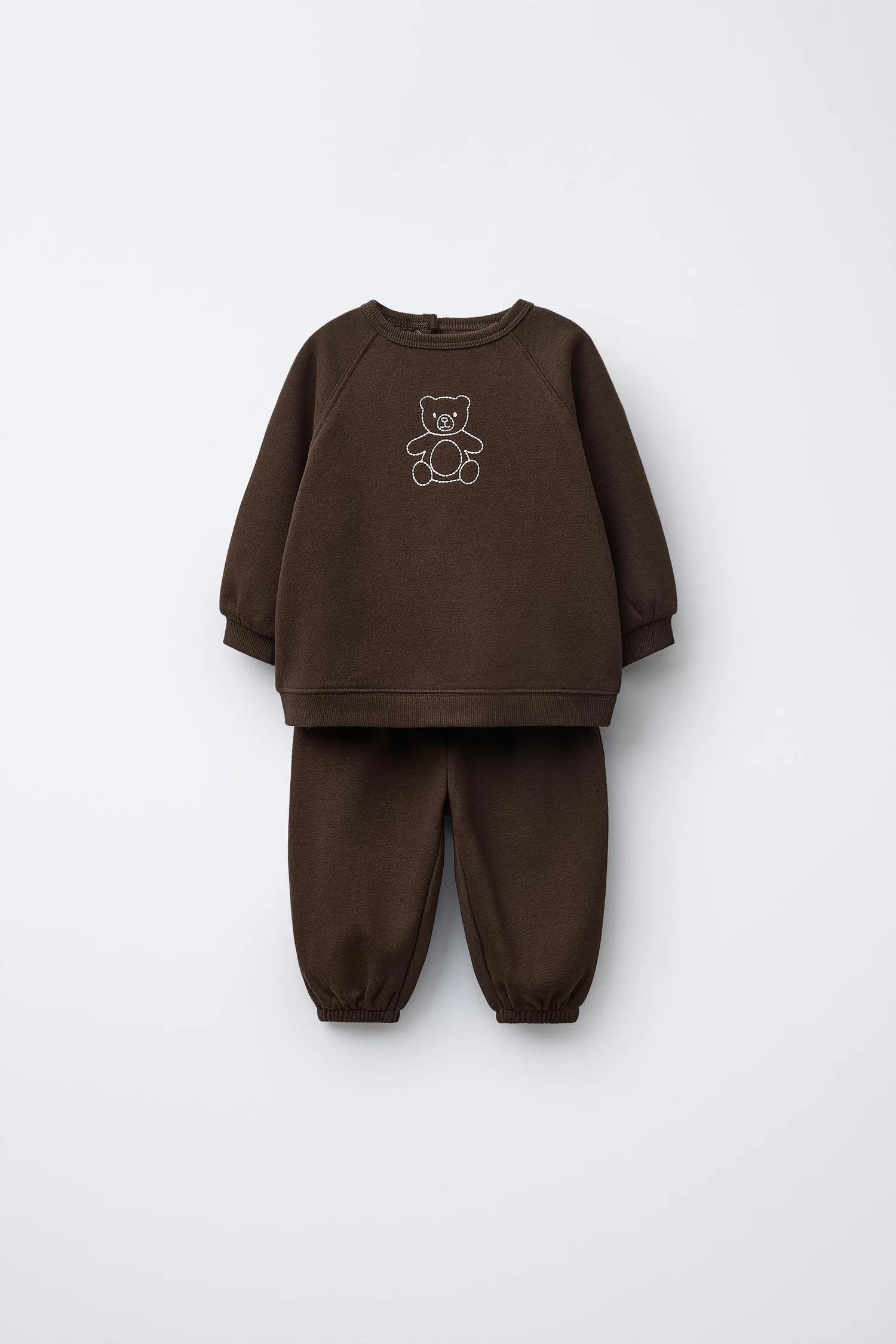 Комплект из толстовки и спортивных штанов с вышитым медведем Zara, темно-коричневый