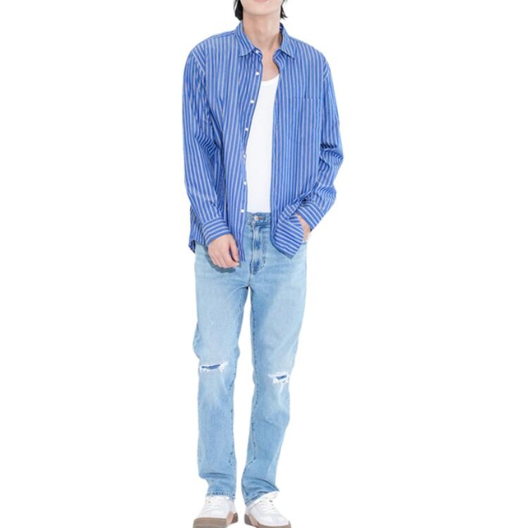Рубашка унисекс Морской синий Uniqlo, цвет Sea Blue — фото 2