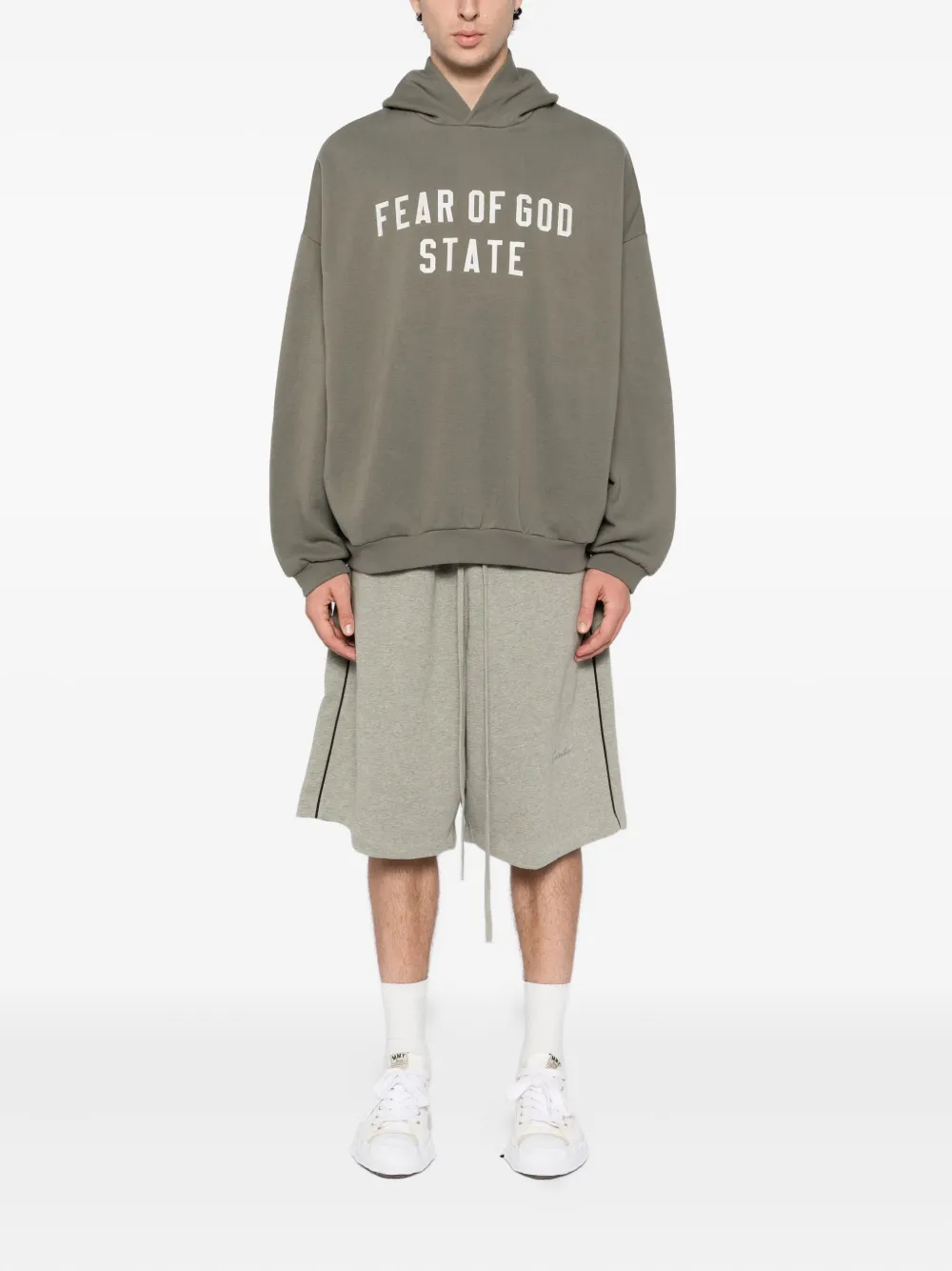 Худи в стиле 90-х FEAR OF GOD ESSENTIALS, серый — фото 2