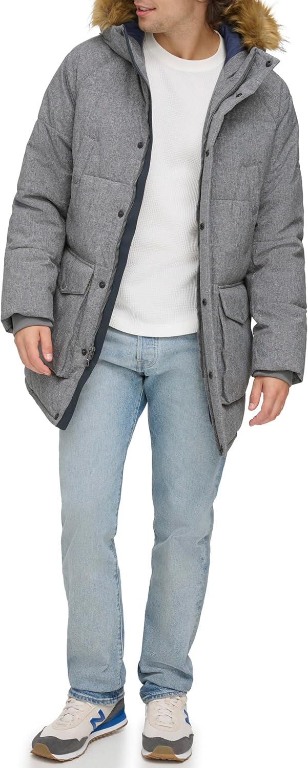 Мужская парка Tommy Hilfiger Arctic Cloth Heavyweight Performance Parka Down Alternative Upperwear, New Heather Grey — фото 2