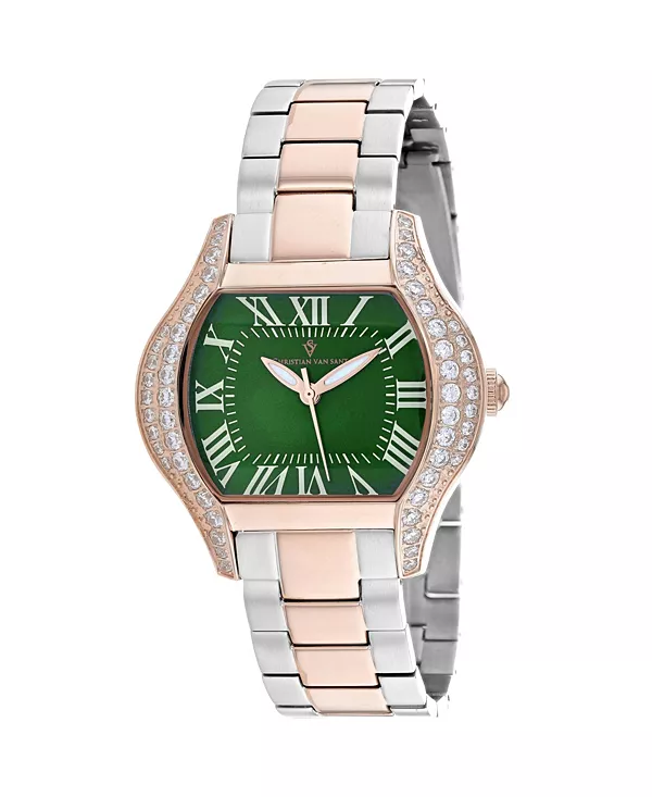 

Женские часы с циферблатом белого и зеленого цвета - cv1835 Christian Van Sant, green