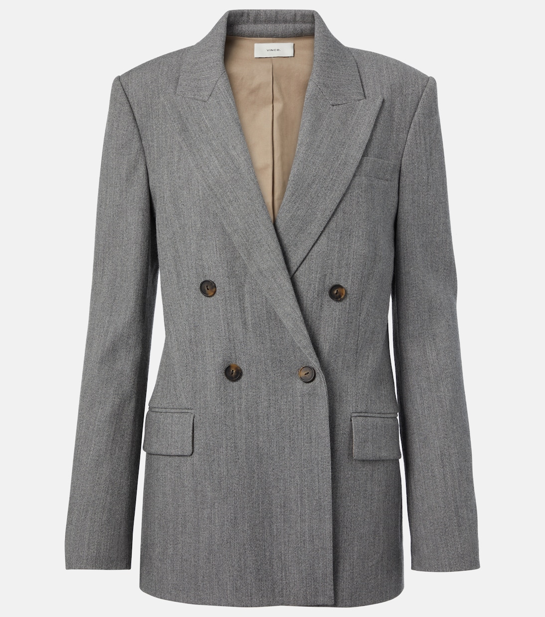 

Двубортный блейзер из шерстяной саржи Vince, Dk Stone Grey