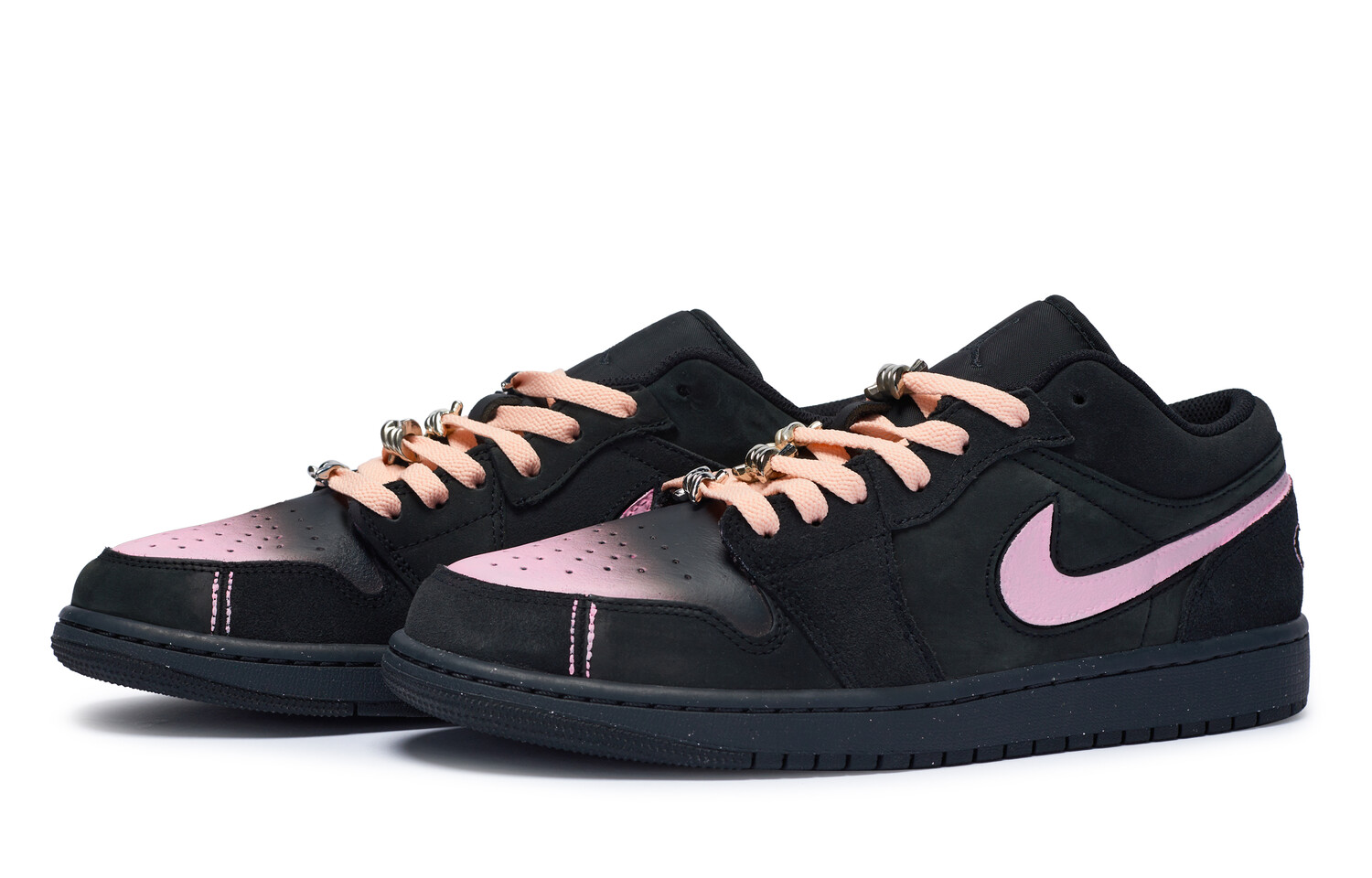 Кроссовки Air Jordan 1 Vintage Basketball Shoes Men Low-top Pink, черный/розовый — фото 3