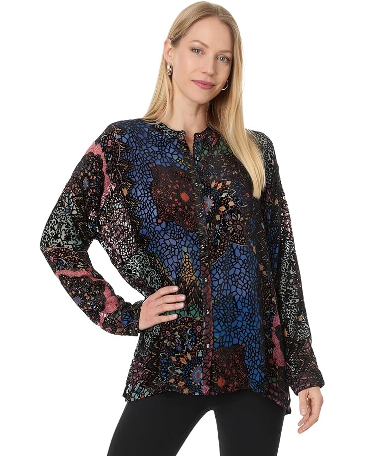 

Рубашка Johnny Was Audrey Oversized Burnout Shirt, цвет Nava Burnout
