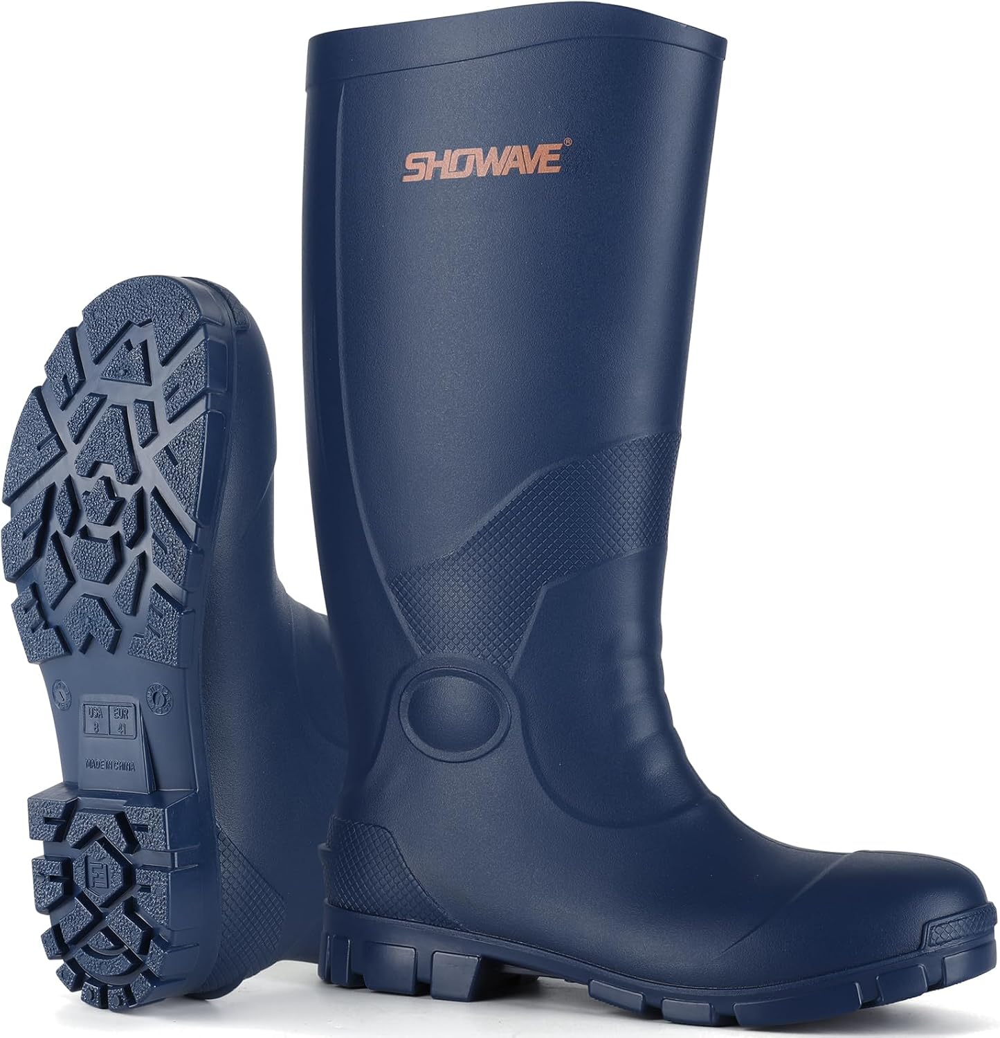 

Мужские ботинки Showave с металлическим носком из резины, водонепроницаемые, прочные, для работы с бетоном, охоты, производства и строительства, темно-синий