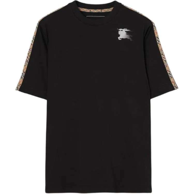 Футболка Burberry Ekd Check-Trim Crewneck, черный