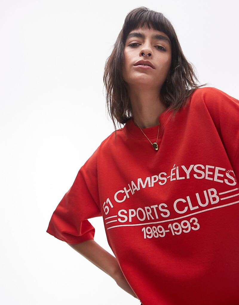 

Topshop – Футболка Oversize цвета Rot mit «Елиссийские поля»-Grafikprint