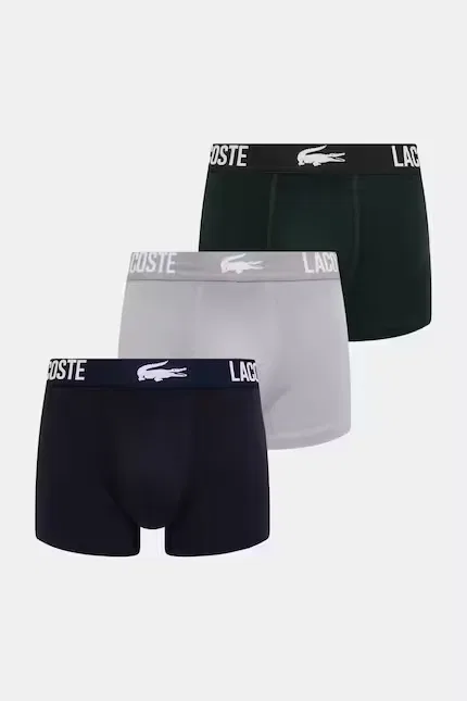 Боксеры из хлопка с эластаном 3 шт Lacoste, серый