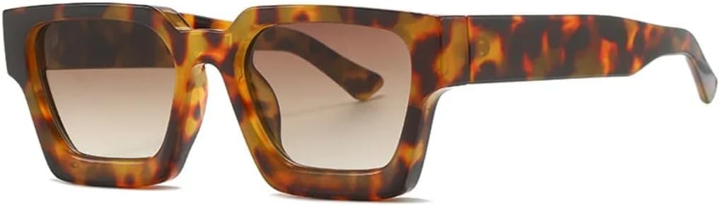 

Модные квадратные женские солнцезащитные очки класса люкс в стиле ретро для мужчин, трендовые очки с леопардовым принтом, защита от УФ-излучения UV400 UATXTAU, Leopard