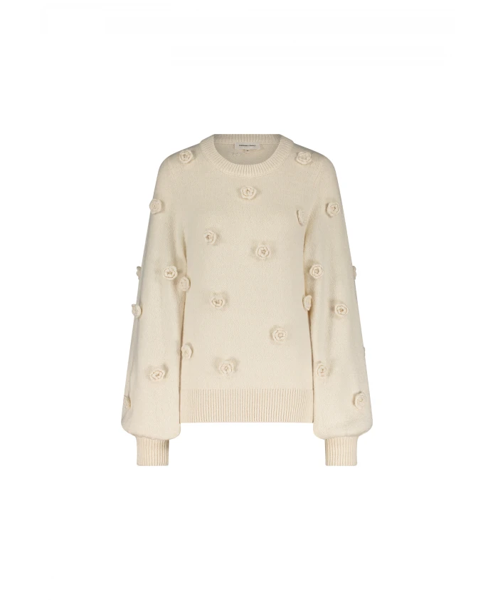 

Бежевый вязаный свитер с розами Fabienne Chapot, бежевый