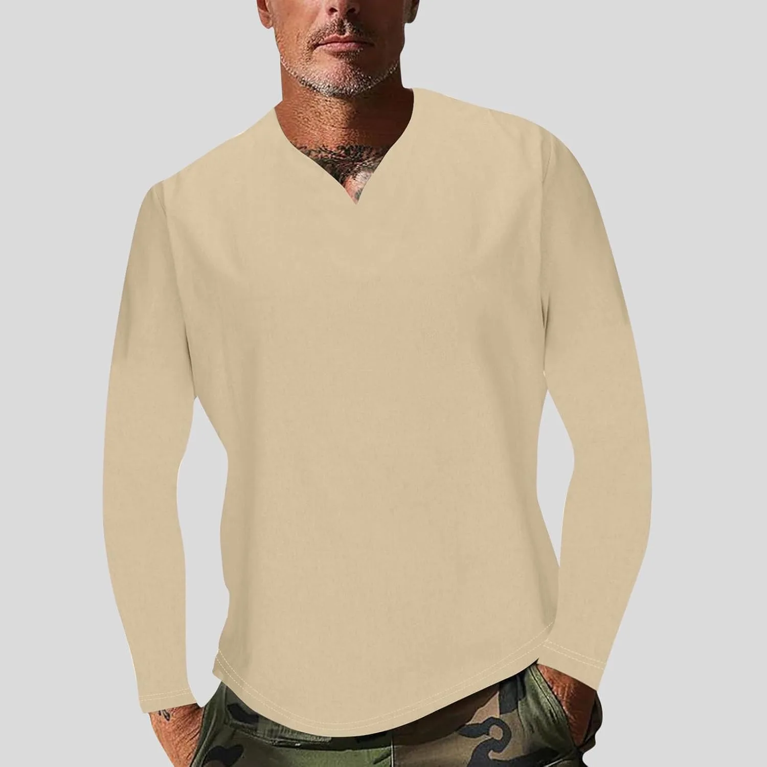 Футболка с длинным рукавом для мужчин Big and Tall, Casual, осенняя, легкая, свободного кроя — фото 2