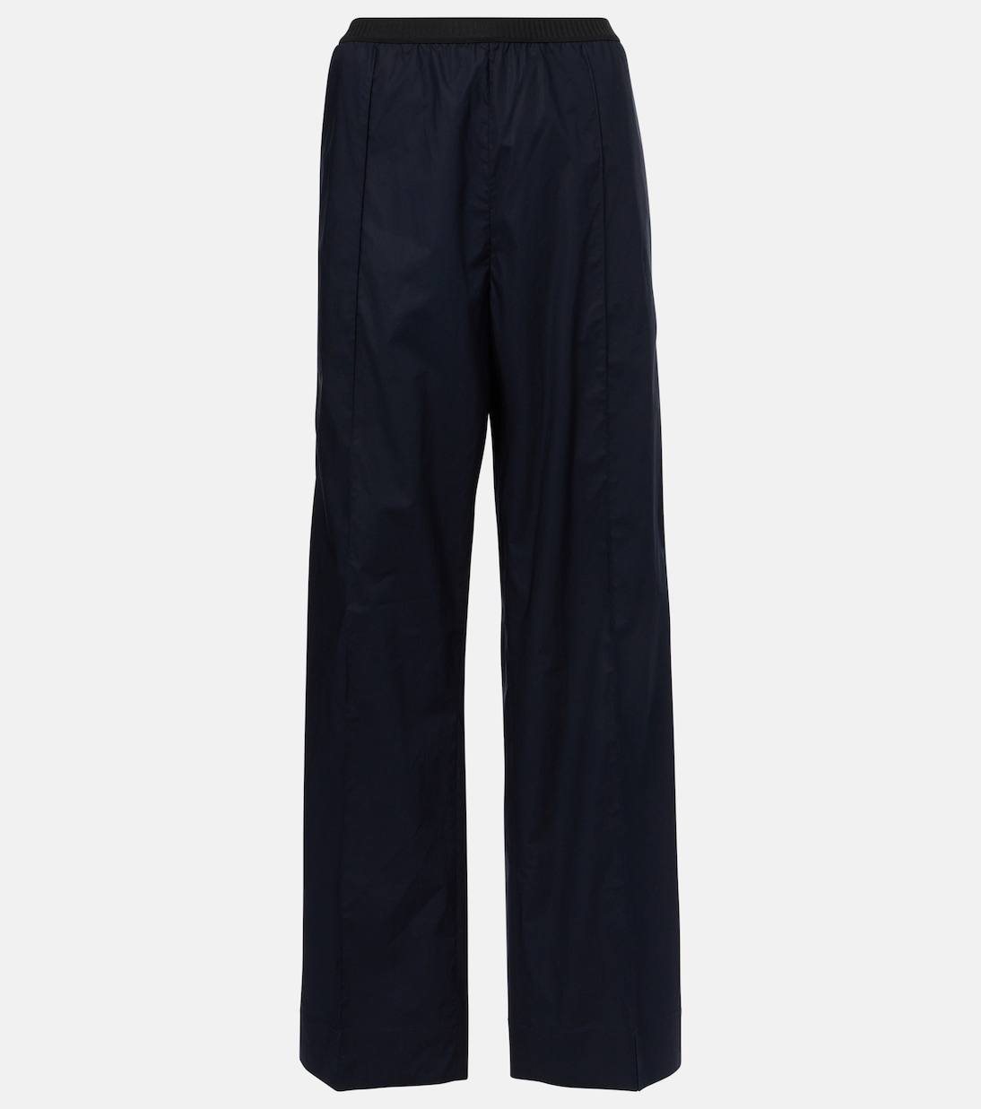 

Прямые хлопковые брюки с высокой талией Plan C, Blue Black