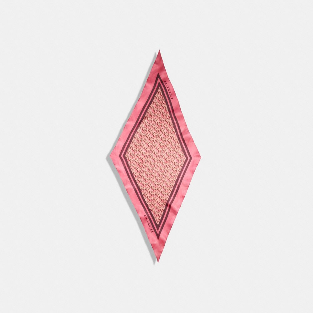 

Шарф Coach Stacked Coach Print Silk Diamond Scarf, цвет Rouge