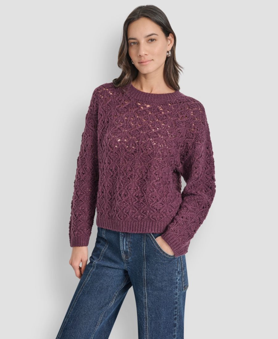 

Женский ажурный свитер с длинными рукавами, размеры PXS-XL DKNY Jeans, Syrah