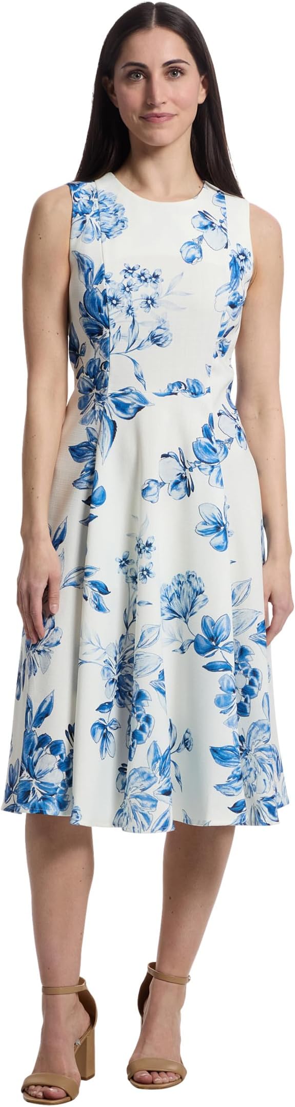 

Платье Calvin Klein Sleeveless Floral Fit And Flare, цвет Cham Multi
