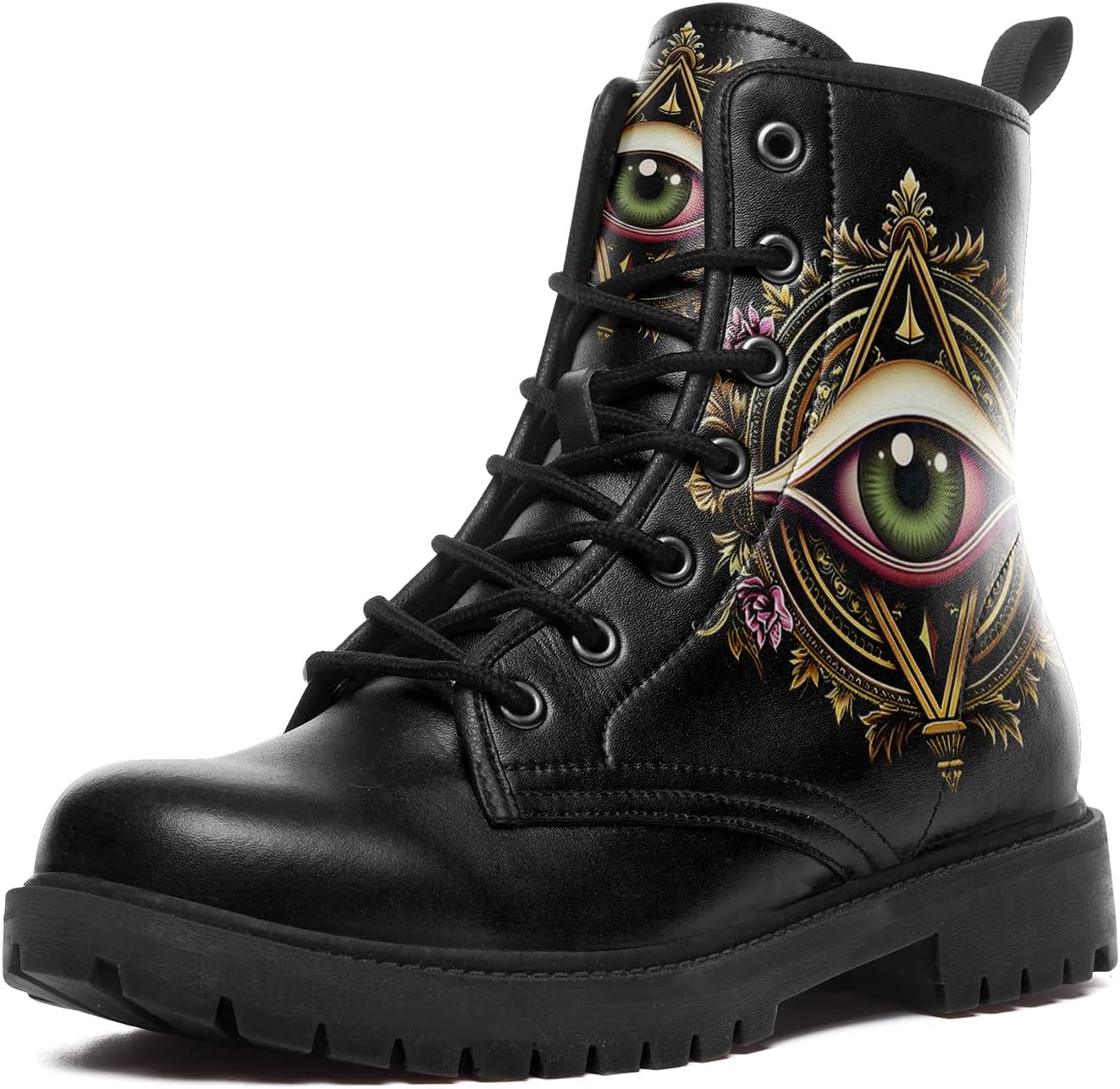 

Мужские боевые ботинки на шнуровке coolcustomize с черепом, байкерские ботинки в готическом стиле, водоотталкивающие кожаные ботинки для женщин, золотой