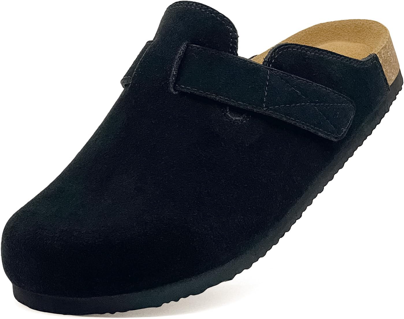 

Детские замшевые сабо, босоножки для мальчиков и девочек, с пробковой стелькой, тапочки на липучке для малышей, для дома и улицы, милые сандалии с классической регулируемой пряжкой Xinlanlin, черный