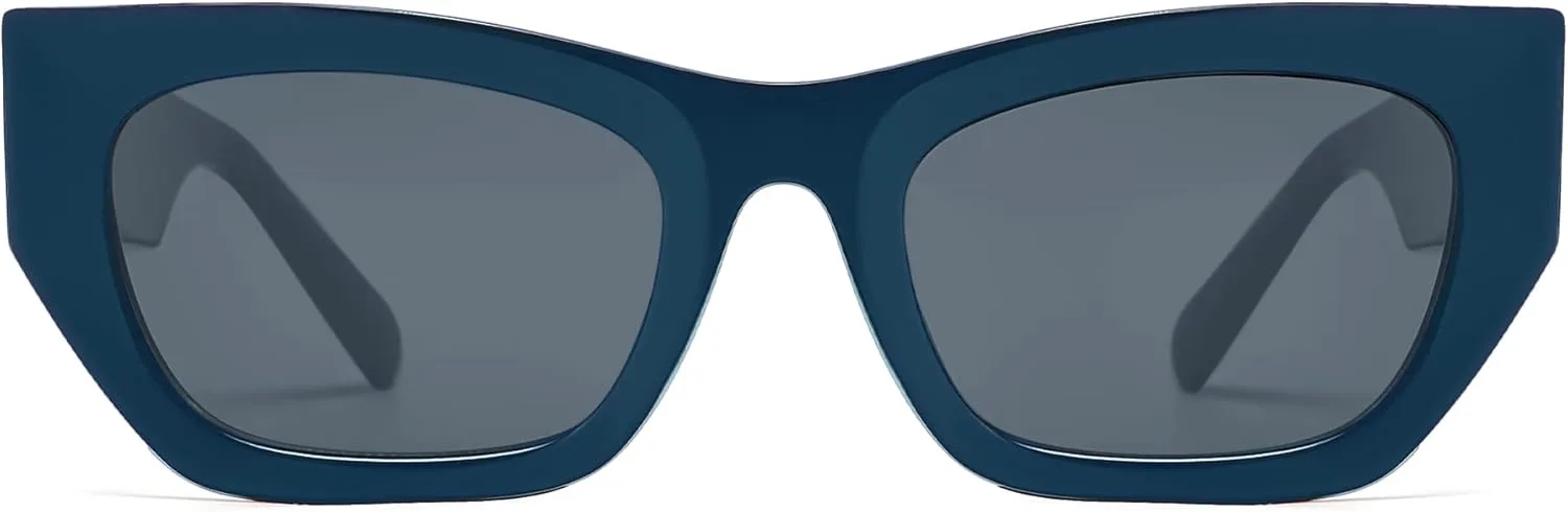 

SOJOS Модные прямоугольные солнцезащитные очки «кошачий глаз» для женщин и мужчин, защита от ультрафиолета UV400, стильные массивные очки SJ2296, Blue/Grey