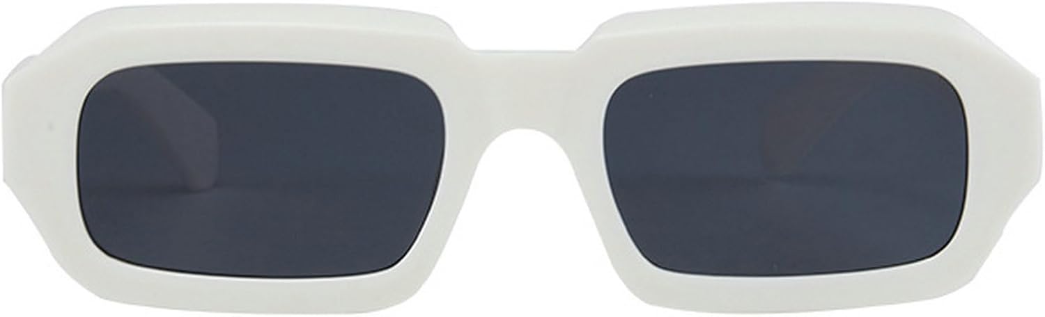 

Солнцезащитные очки в толстой прямоугольной оправе для мужчин и женщин, массивные солнцезащитные очки в стиле ретро, ​​простые дизайнерские прямоугольные очки mincl, White Gray