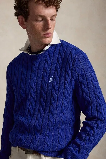 Свитер мягкий хлопок классический пуловер Polo Ralph Lauren, синий — фото 4