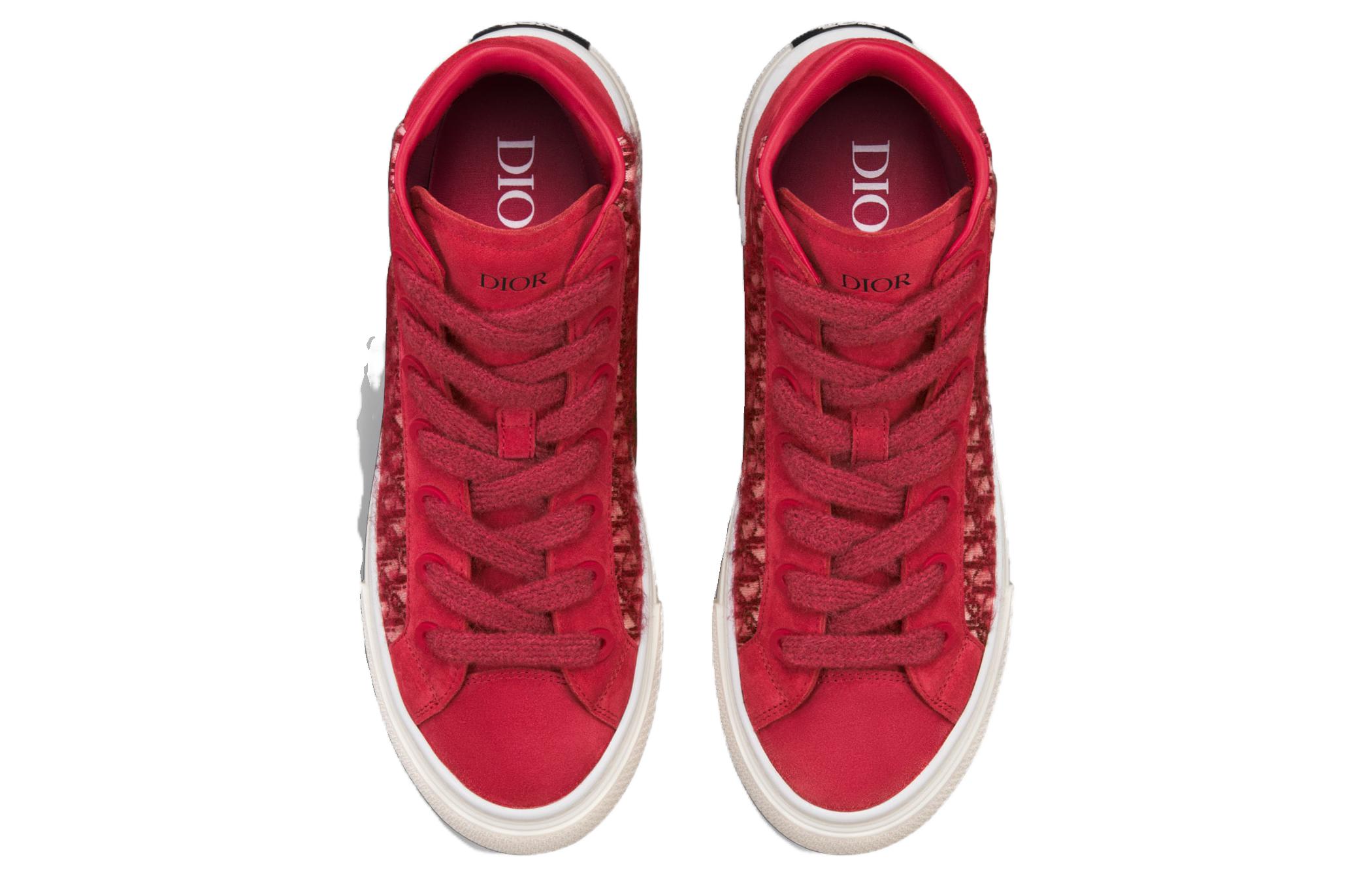 B33 Платформенные Кроссовки Высокие Скейтбордские Мужские Красные DIOR — фото 4
