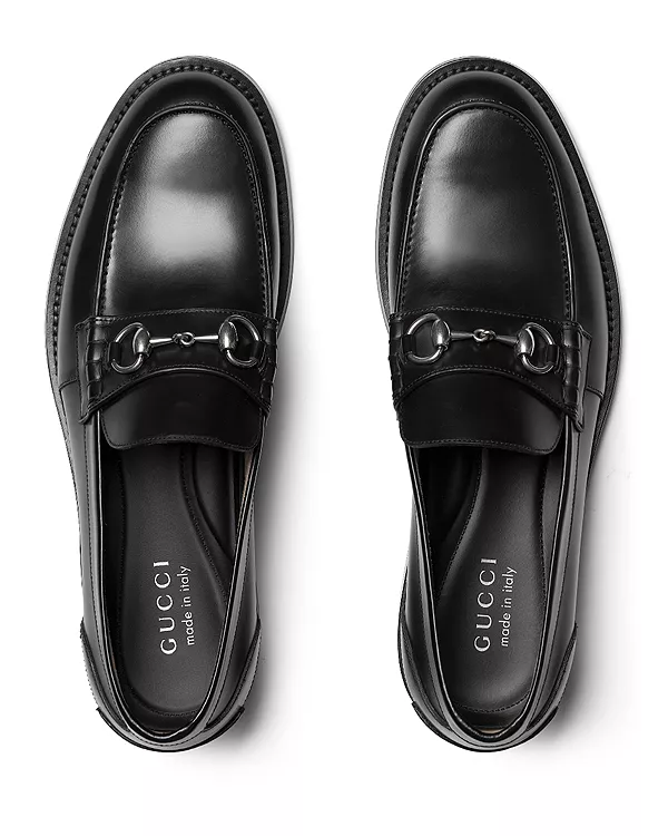 Мужские лоферы с пряжкой в виде конской уздечки Gucci, черный — фото 2