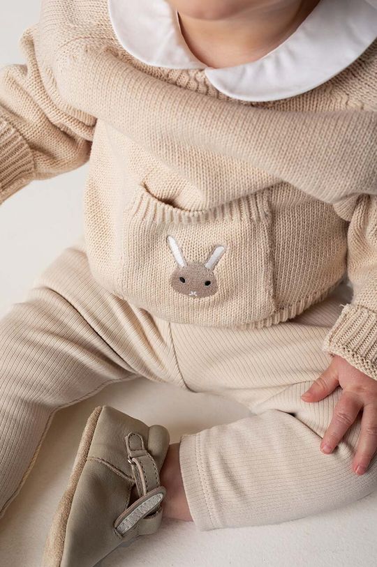 

Хлопковый детский свитер Loeke Sweater Bunny Donsje, бежевый