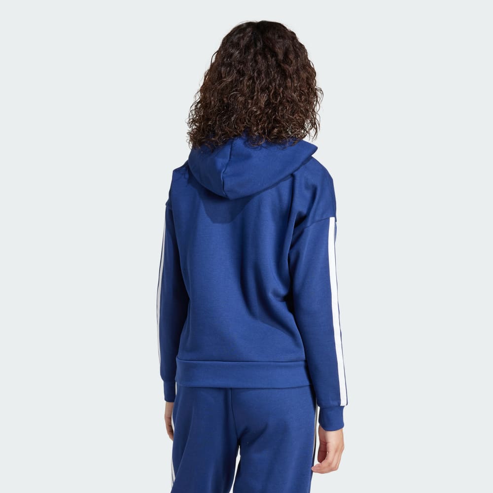 Худи Adidas Essentials 3-Stripes Full-Zip Fleece Hoodie, цвет Dark Blue/White — фото 2