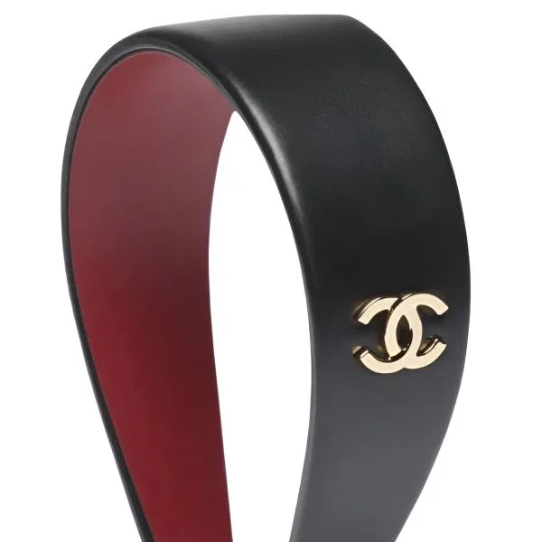 Ободок из металла и ягнячьей кожи CHANEL черный/красный/золотой — фото 3