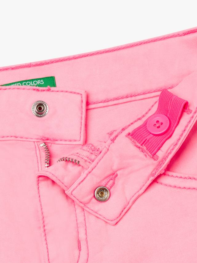 Детские хлопковые шорты с пятью карманами и потертостями Benetton, Bright Pink — фото 3