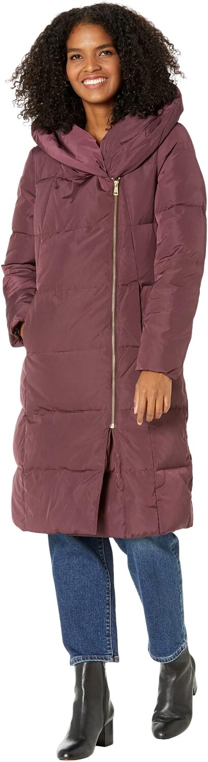 

Пальто Cole Haan Zip Front Down Coat w/ Dramatic Oversized Hood, цвет Merlot