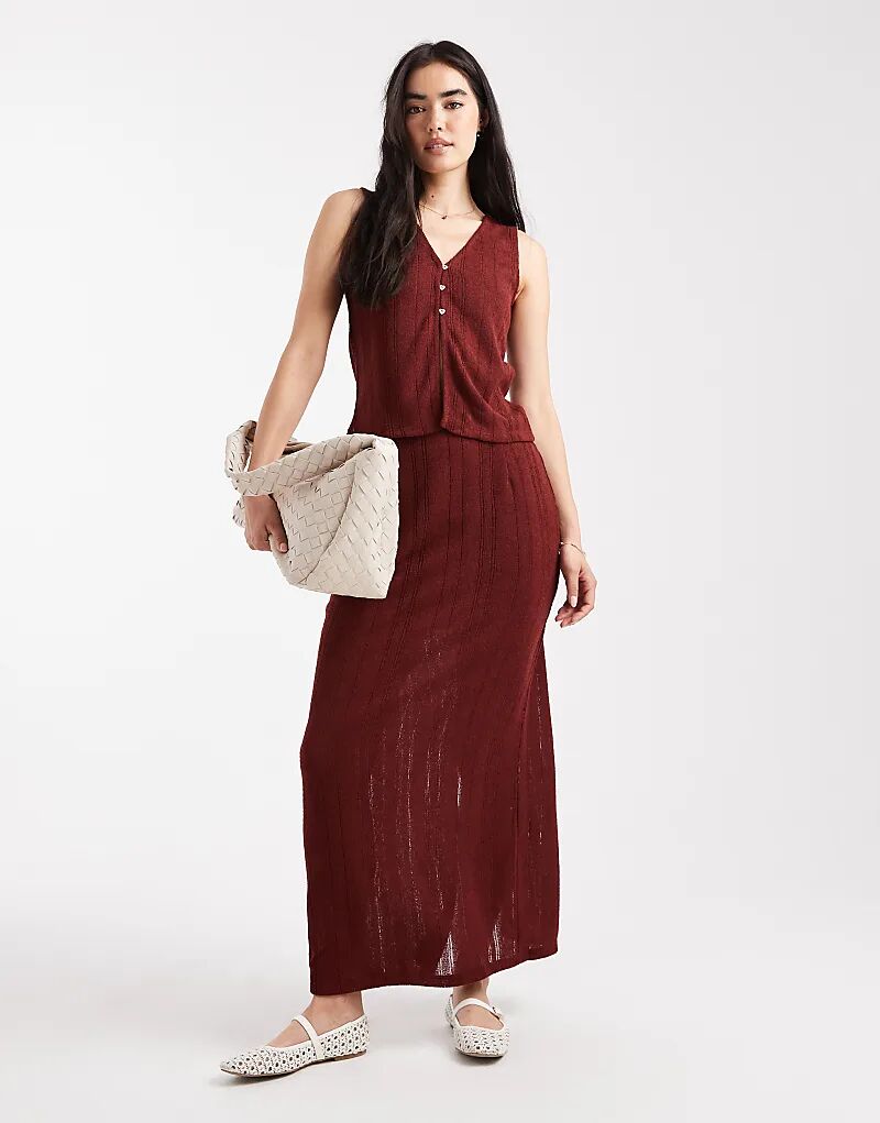 

Юбка в полоску Vero Moda, трикотажная, бордового цвета