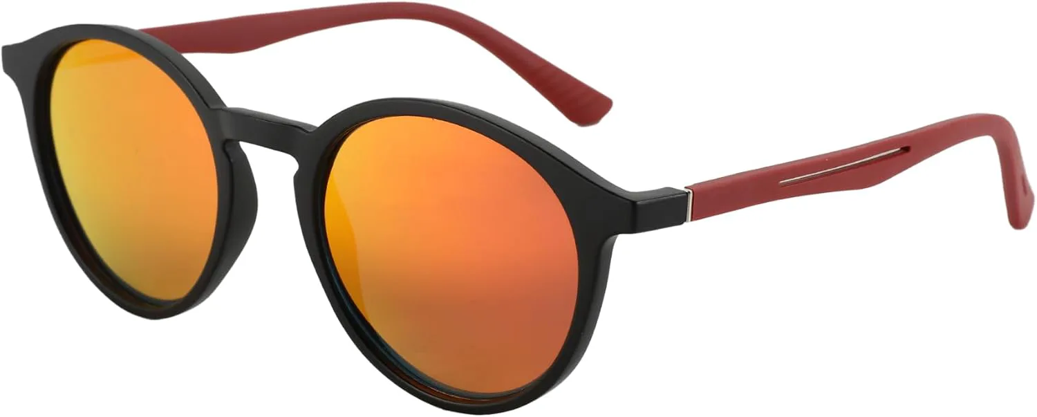 

Поляризованные круглые солнцезащитные очки BLUEMOKY: стильные очки для мужчин и женщин с защитой UV400 - классические круглые солнцезащитные очки, C05 Red