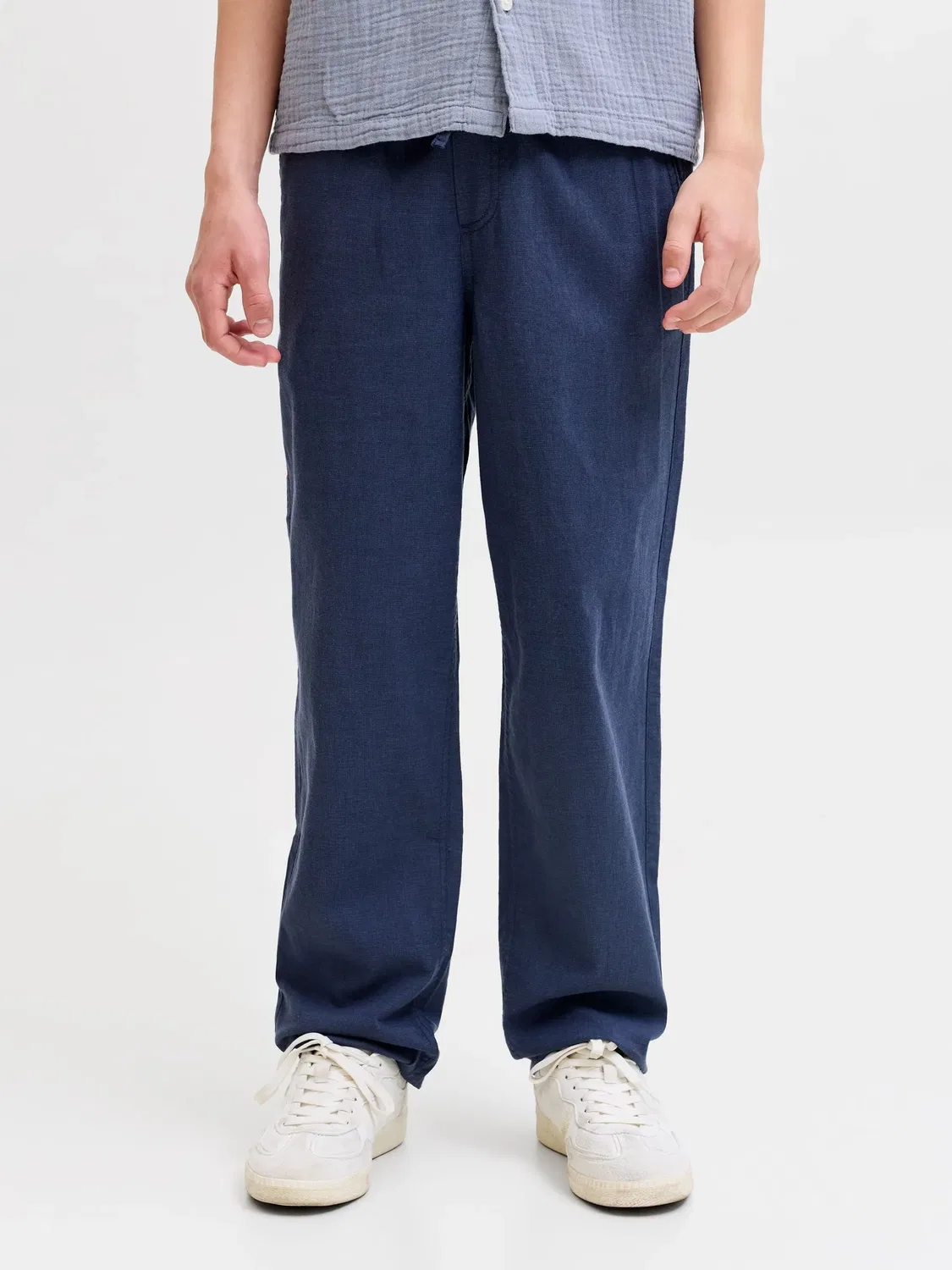 Брюки свободного кроя, хлопок, JACK & JONES Junior, sky captain — фото 3