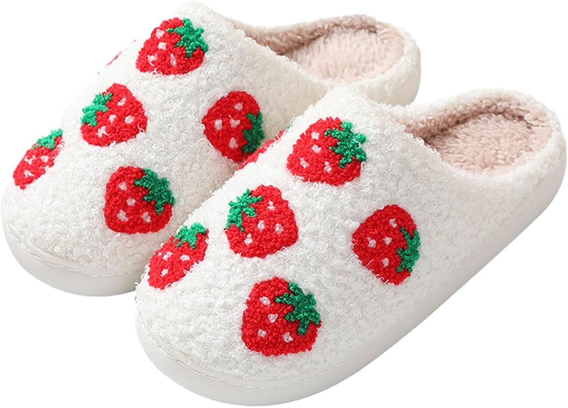 

Домашние тапочки для женщин и мужчин, ретро, мягкие, плюшевые, легкие, тапочки Jaguar, удобные для дома и улицы, с подошвой, предотвращающей скольжение Oukisam, Strawberry