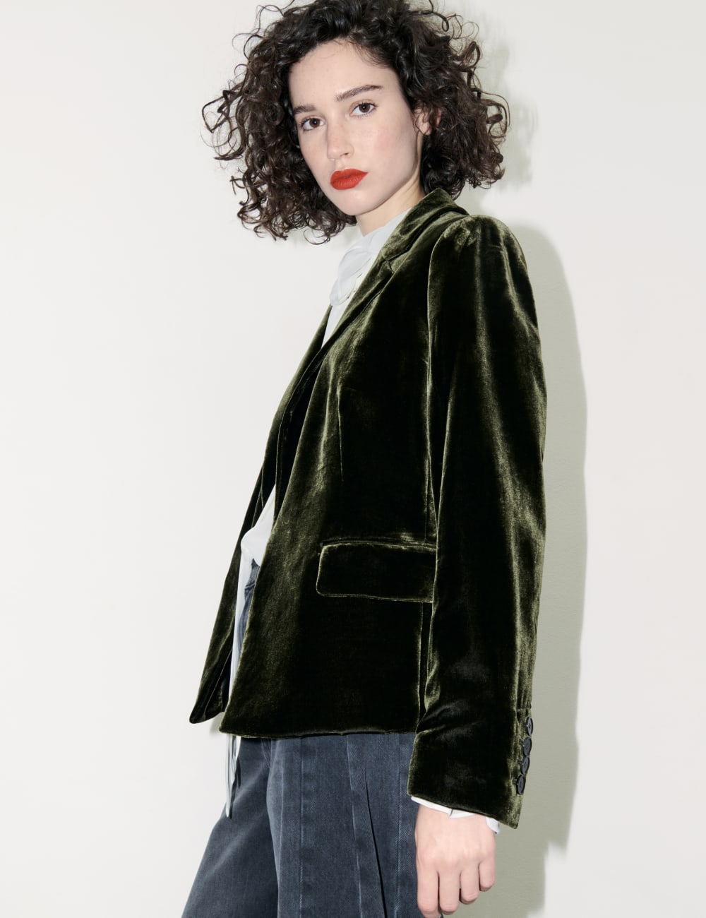 

Бархатный блейзер Marks & Spencer X SIENNA MILLER, зеленый