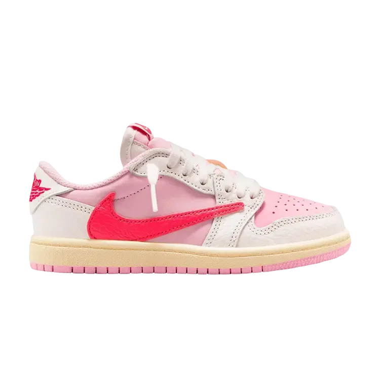 Кроссовки Travis Scott x Air Jordan 1 Retro Low OG PS, розовый