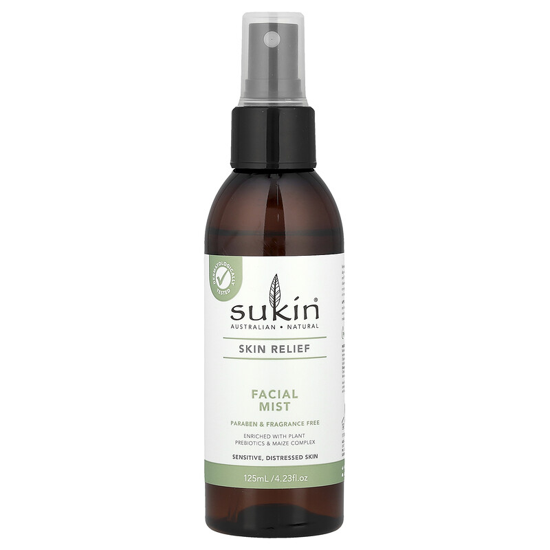 

Sukin, Skin Relief, спрей для лица, для чувствительной, проблемной кожи, без отдушек, 125 мл (4,23 жидк. Унции)