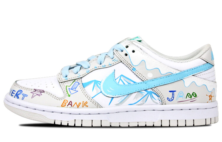 

Кроссовки Nike Dunk Skateboard Shoes Women's Low-Top White Gray/Blue