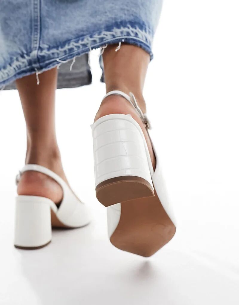 Туфли Sutton с открытой пяткой и средним каблуком ASOS DESIGN из белого крокодилового кожзаменителя — фото 2