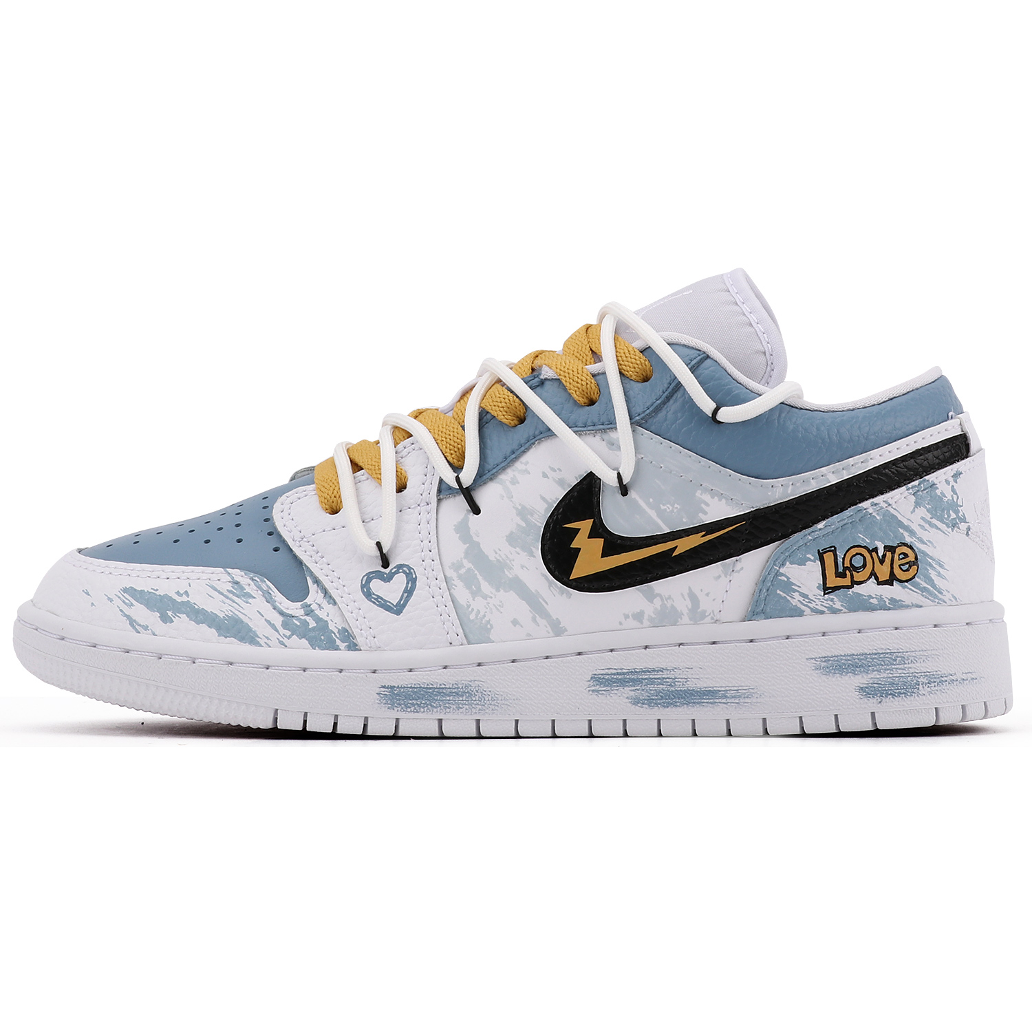 

Кроссовки Air Jordan 1 Vintage Basketball Shoes Women's Low-top Blue/Gray/White, серый/синий