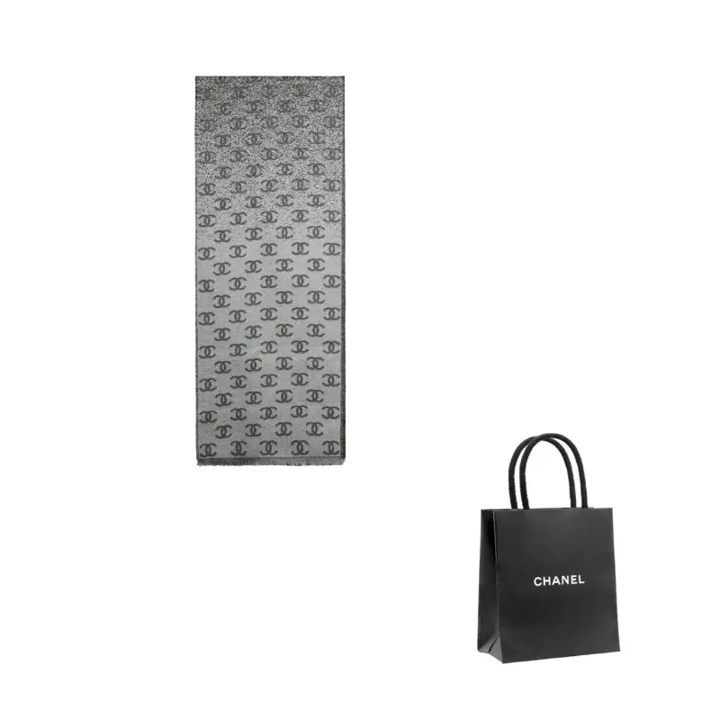 

CHANEL Вязаный шарф женский серый, Gray