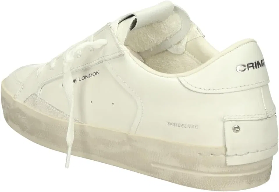 Кроссовки Crime London Distressed in Pelle U25CR02 16001PP5.10 Trainers White / Black — фото 2