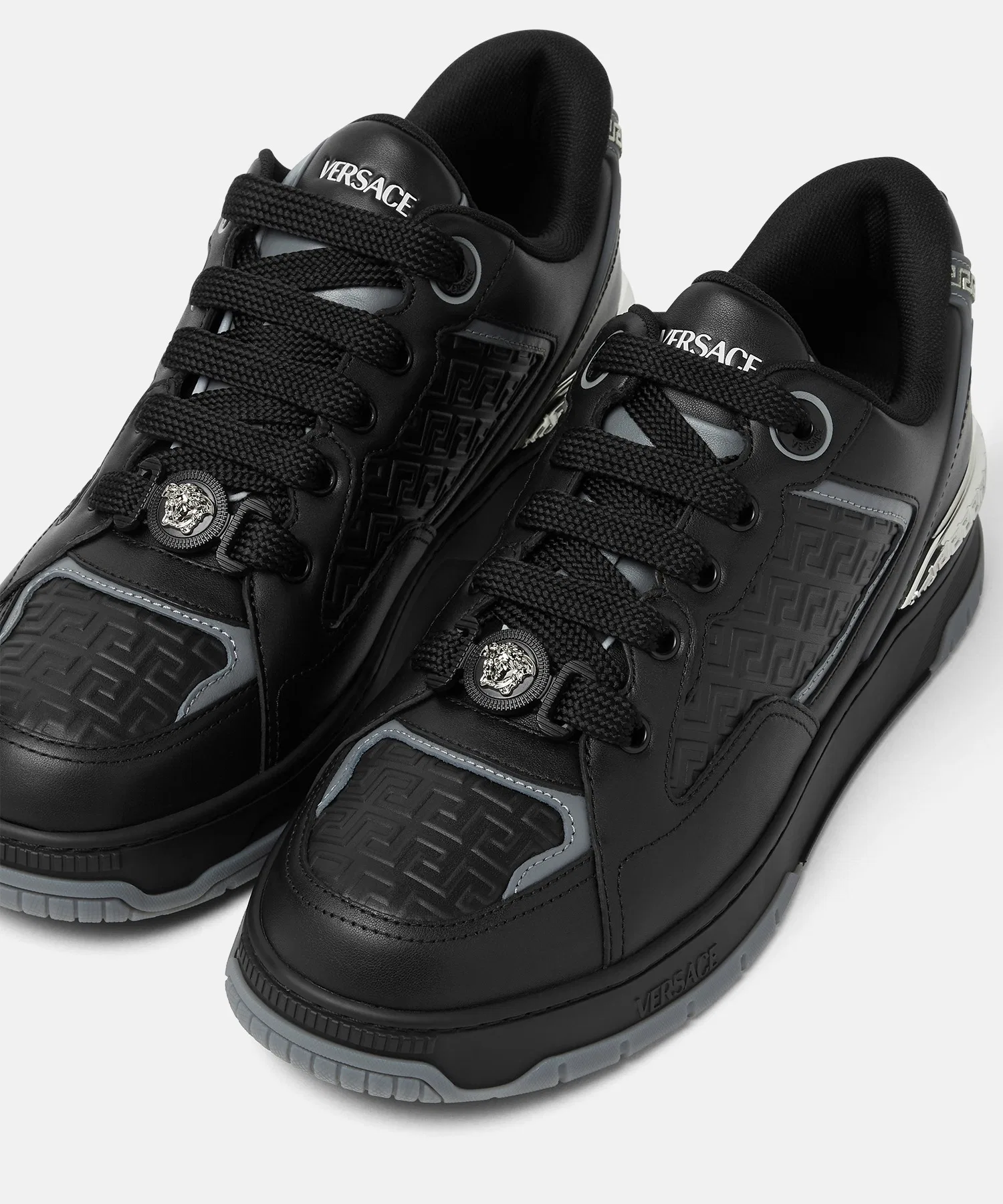 Мужские кожаные кроссовки Versace Biggie Basket чёрные