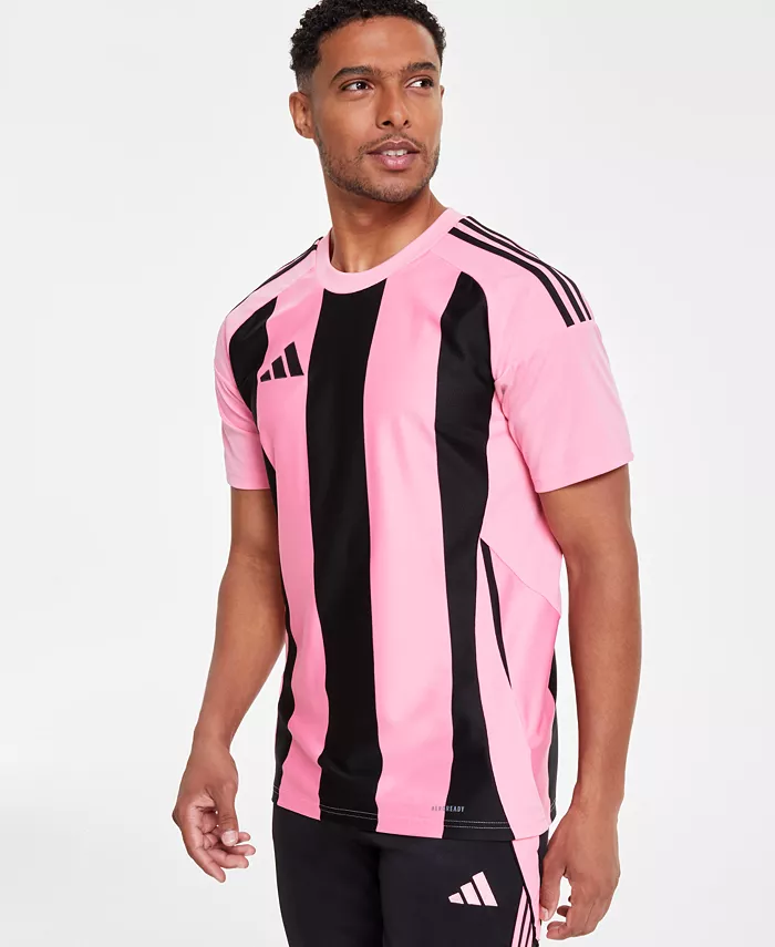 

Мужская футболка с полосками и логотипом Jersey adidas, розовый